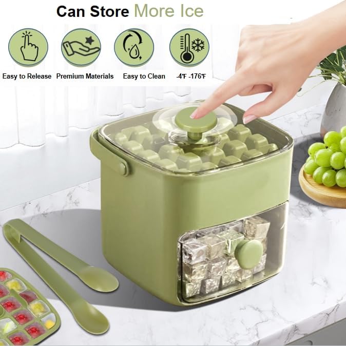 Ice Cube Tray with Lid and Ice Storage Bin Set