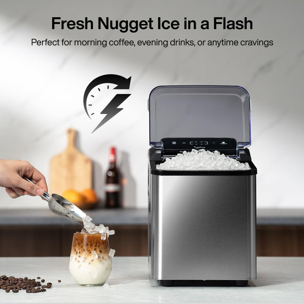 Fast Nugget Ice Maker Countertop with Self-Cleaning Pump