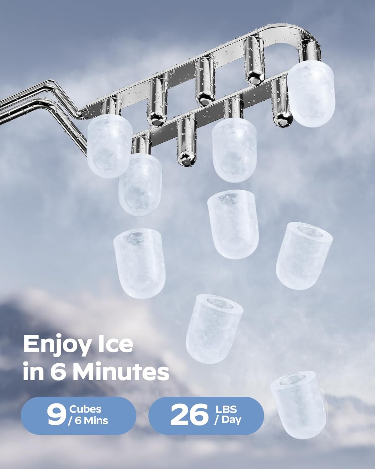 Ice Maker Countertop, 9 Cubes Ready in 6 Mins
