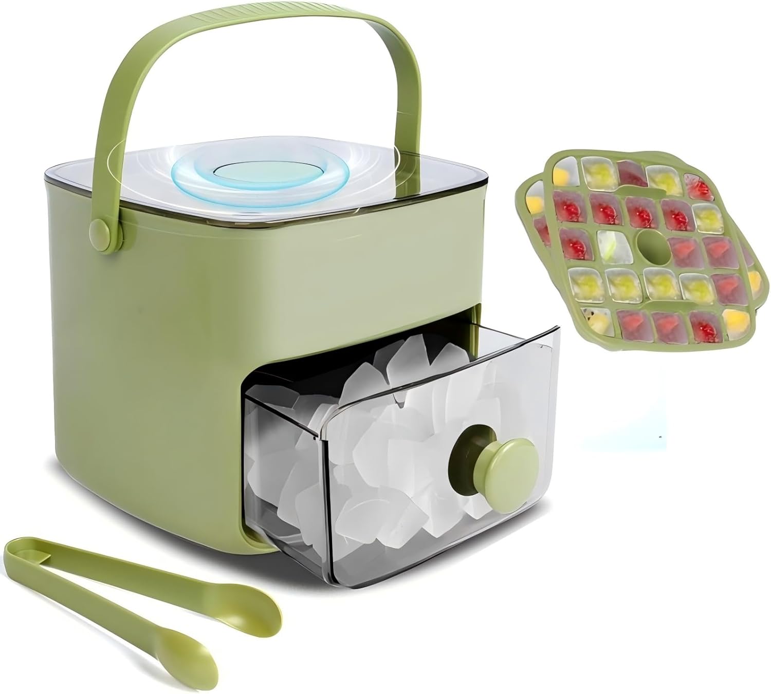 Ice Cube Tray with Lid and Ice Storage Bin Set