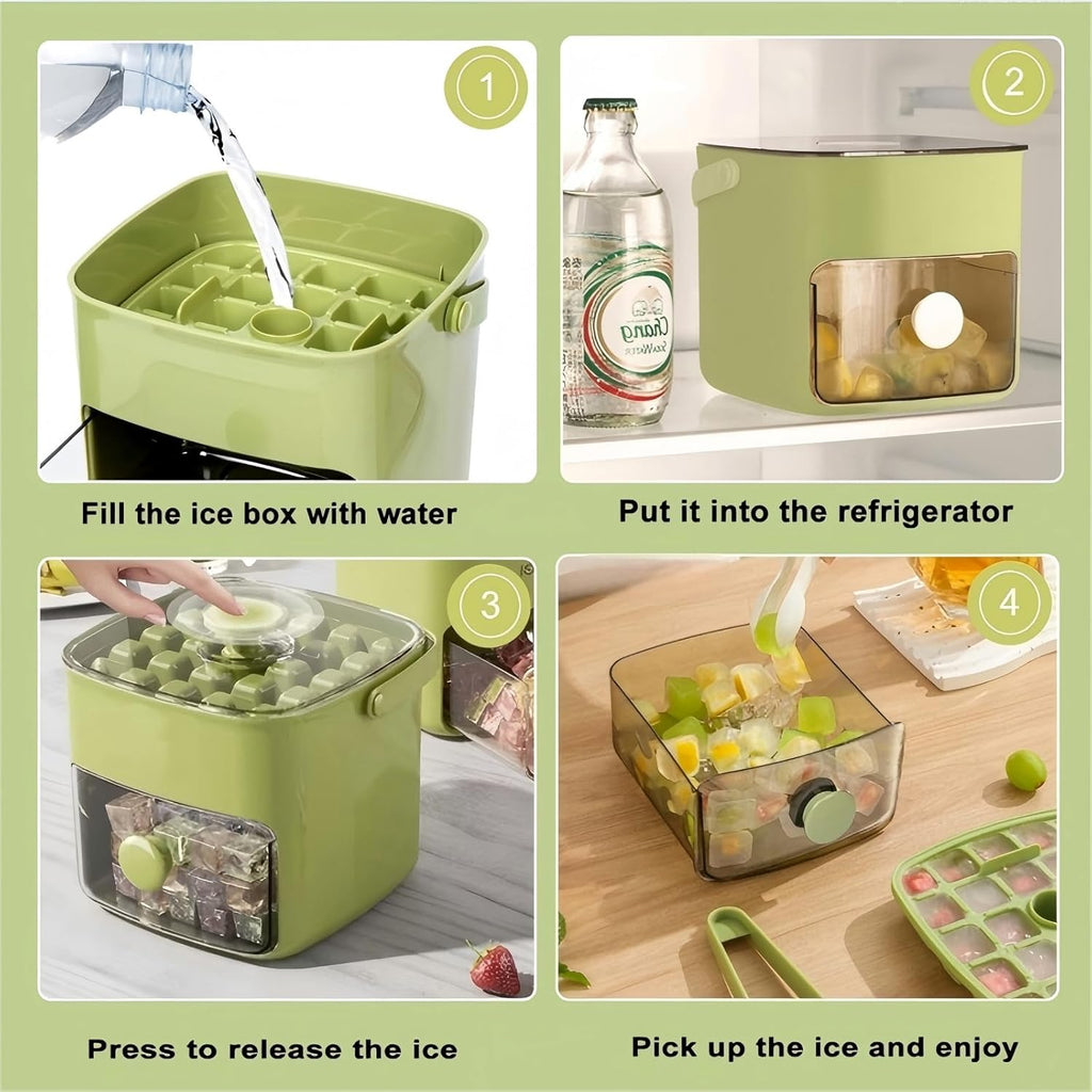 Ice Cube Tray with Lid and Ice Storage Bin Set