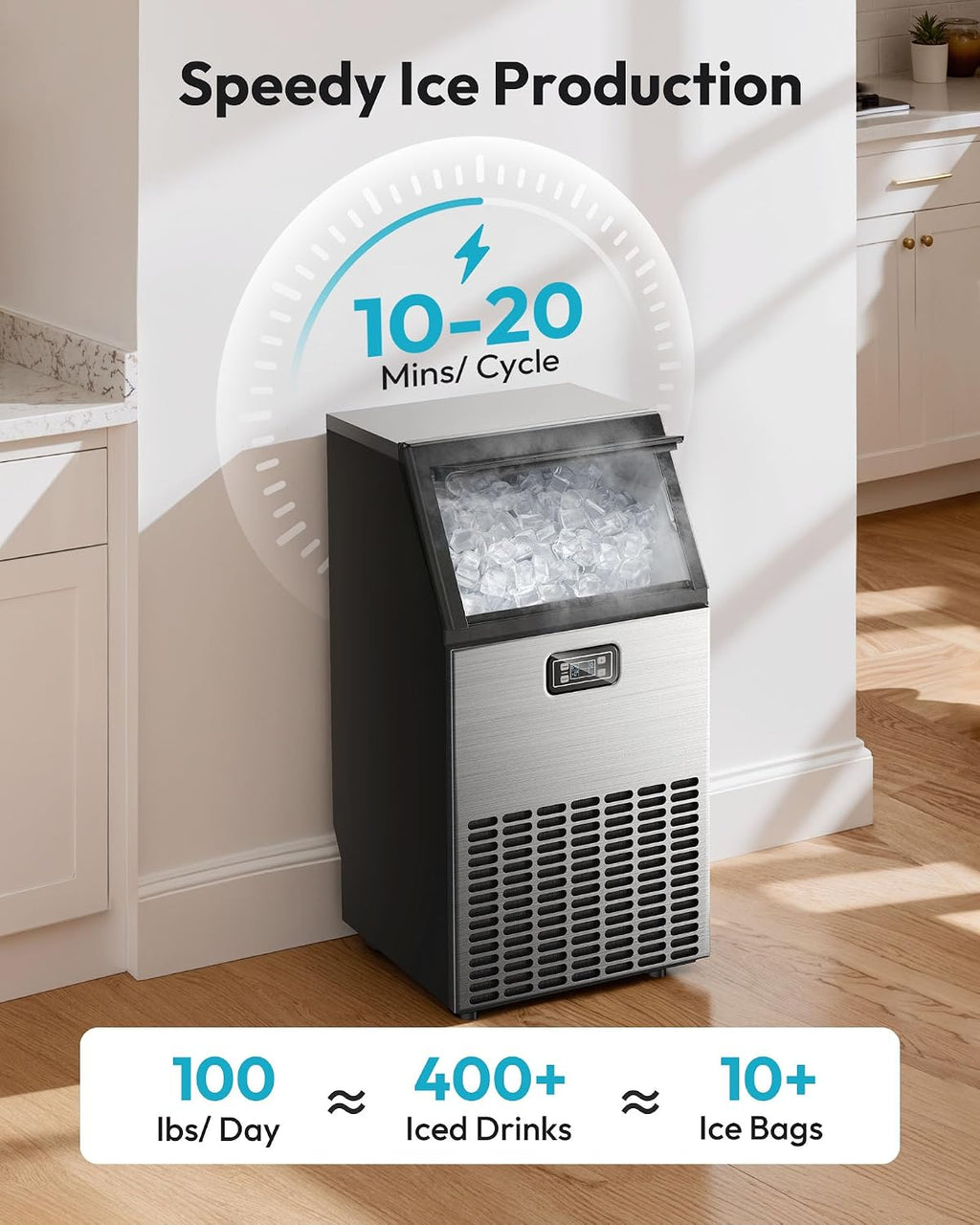 Commercial Ice Maker Machine - 100lbs Daily Production