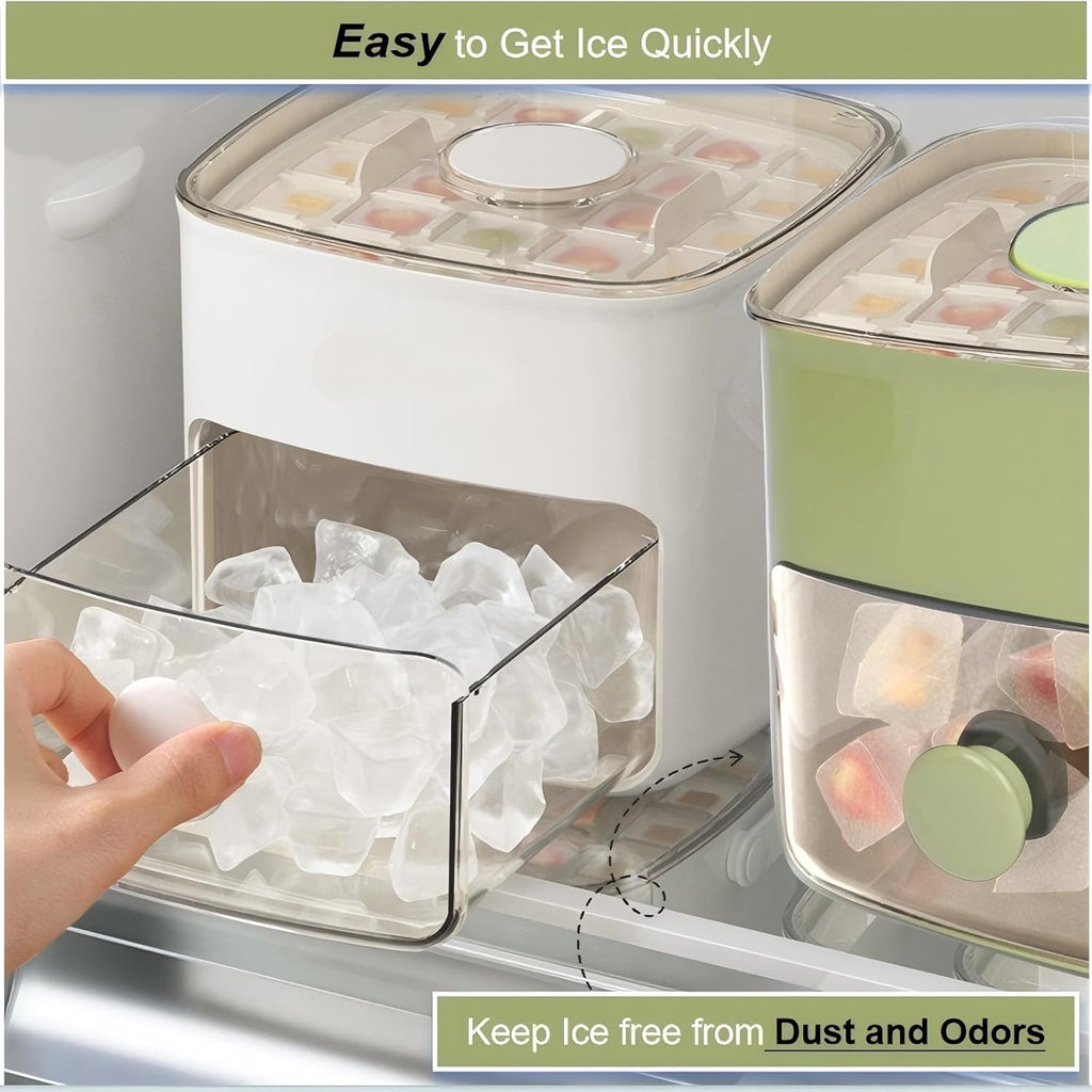 Ice Cube Tray with Lid and Ice Storage Bin Set