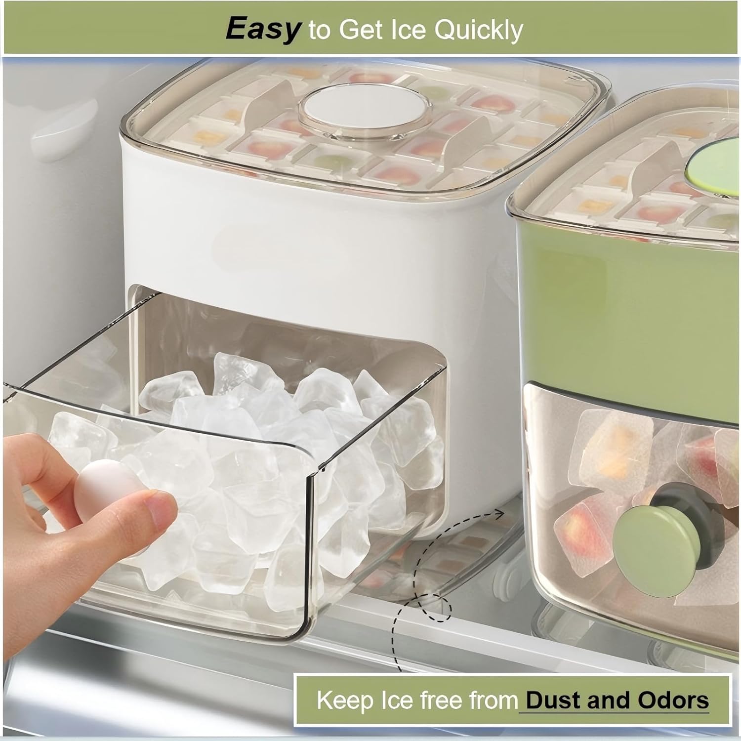 Ice Cube Tray with Lid and Ice Storage Bin Set