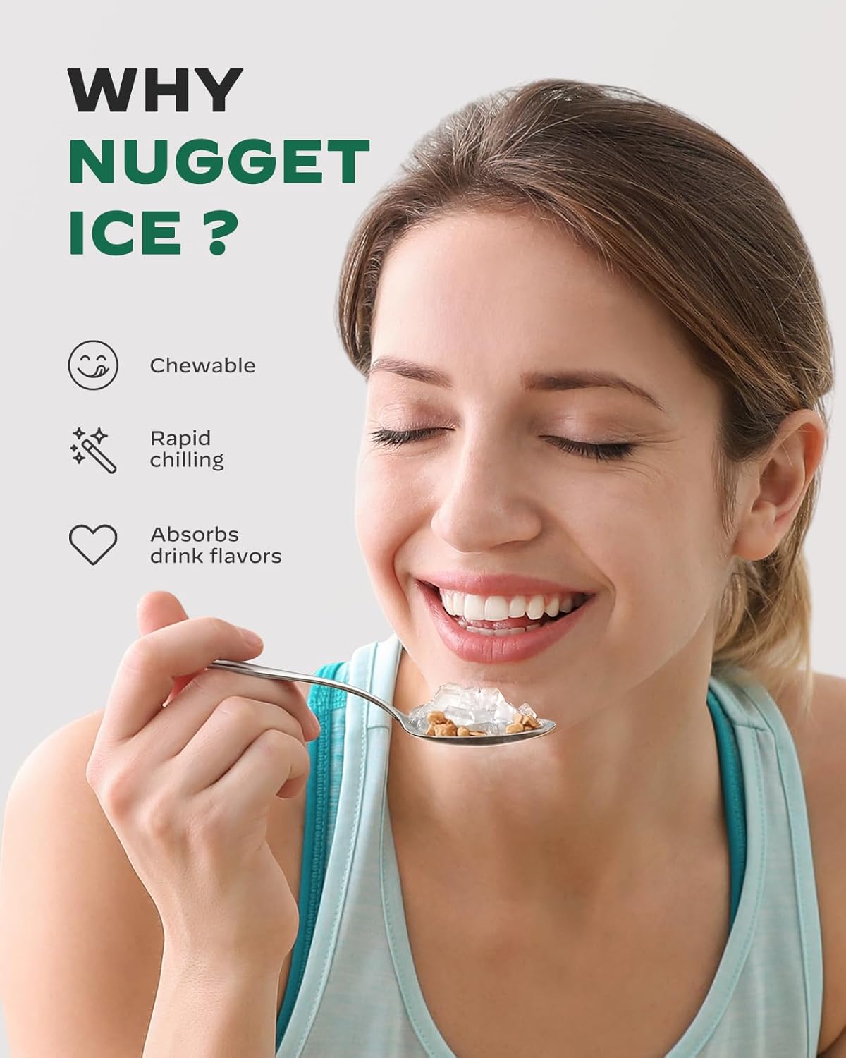 Nugget Ice Maker Countertop, Pebble Ice Maker with Soft Chewable Ice