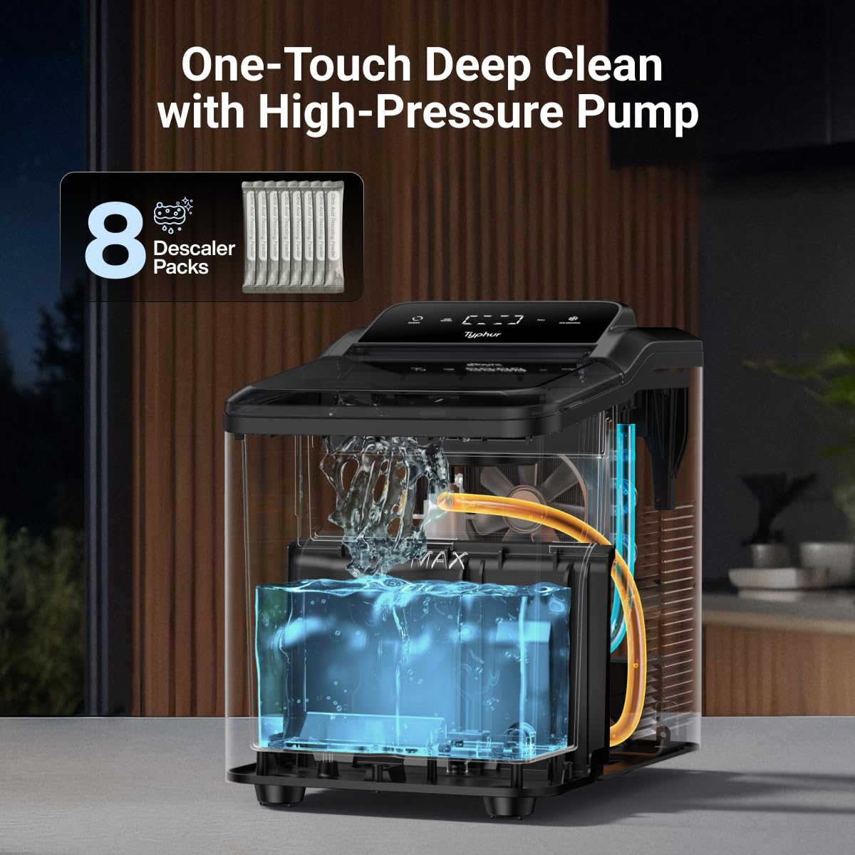 Fast Nugget Ice Maker Countertop with Self-Cleaning Pump