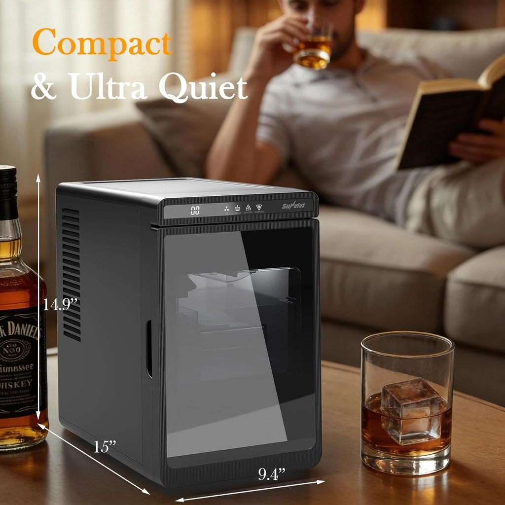 Clear Ice Maker, Countertop Ice Machine with 1.6" Square Ice Cubes