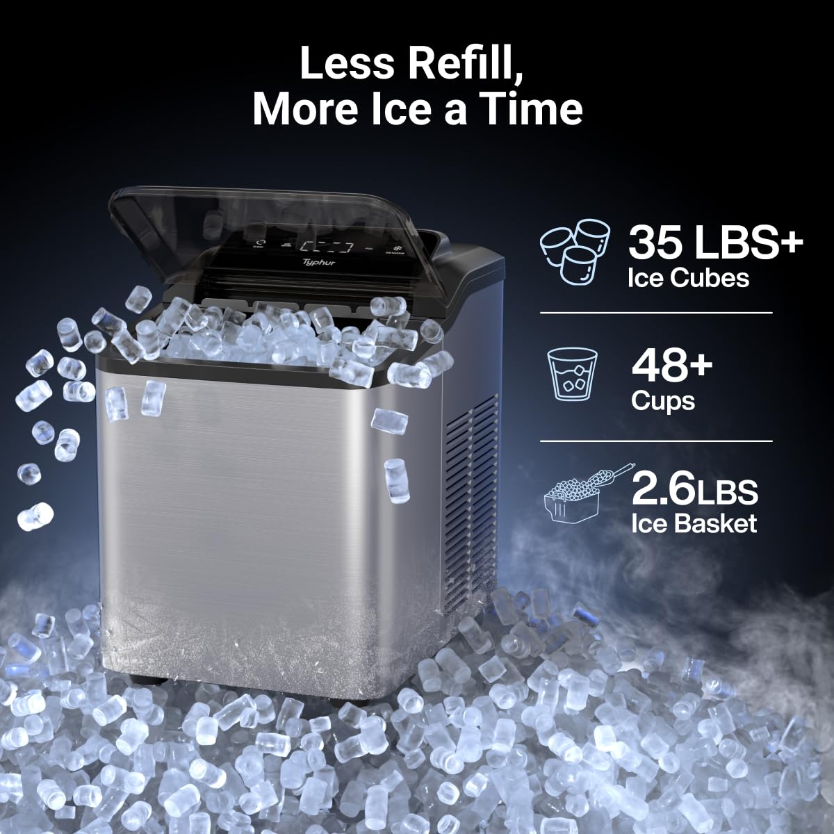 Fast Nugget Ice Maker Countertop with Self-Cleaning Pump