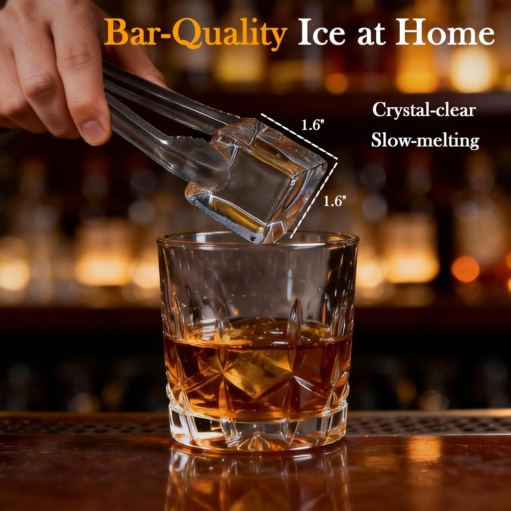 Clear Ice Maker, Countertop Ice Machine with 1.6" Square Ice Cubes
